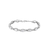 Oval Zircon Soleste Halo Beaded Interlock Silver Bracelet for Women