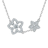 Zircon Double Star Pendant Sterling Silver Necklace