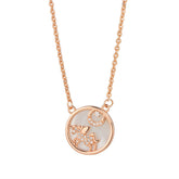 Mother of Pearl with Zircon Unicorn Circle Pendant Silver Necklace for Women