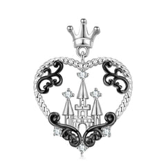 Crown Castle Heart Shape Silver Necklace