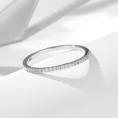 Half Circle Single Row Zircon Slim Sterling Silver Ring