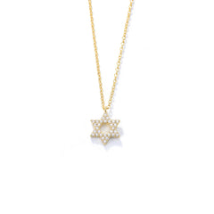 Six-pointed Star with Zircon Pendant Sterling Silver Necklace for Women