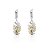 Bird In Garden Sterling Silver Drop Earrings for Women