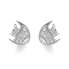 Zircon Little Angelfish Silver Stud Earrings for Women