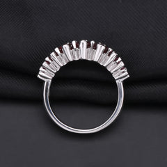 Row of Marquise Shape Natural Rose Pomegranate Silver Ring
