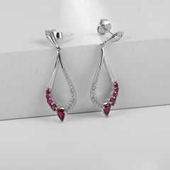 Hollow Tear Drop Natural Gemstones Silver Drop Earrings