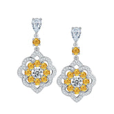 Natural Yellow Crystal Flower Drop Earrings