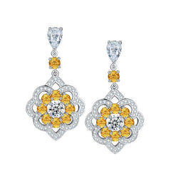 Natural Yellow Crystal Flower Drop Earrings