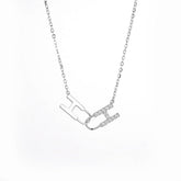 Geometric Double H Zircon Silver Necklace
