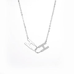 Geometric Double H Zircon Silver Necklace