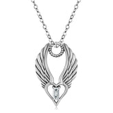 Heart and Wings with Zircon Silver Necklace