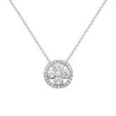 Zircon Circle Four-leaf Clover Silver Necklace for Women
