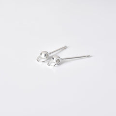 Mini Bean Buckle Circle Silver Stud Earrings for Women