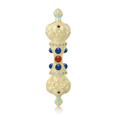 Halloween Golden Skull Face Vajra Pestle Silver Necklace