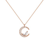 Crescent Moon with Marquise Zircon Silver Necklace for Women