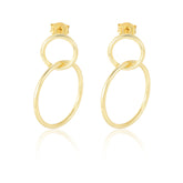 Double Circle Silver Drop Earrings for Women