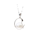 Natural Pearl Hollow Geometric Pendant Silver Necklace for Women