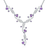 Luxury Style Inlaid Natural Colourful Gemstone Dinner Match Temperament Sterling Silver Necklace for Women