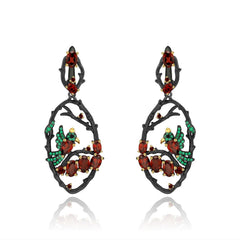 Birds in the Bush 925 SiIver Natural Gemstone Drop Earrings for Women