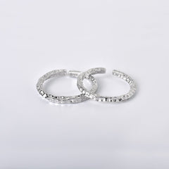 Irregular Bump Texture Mobius Opening Sterling Silver Couple Rings