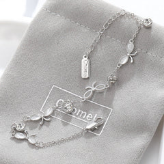 Mother of Pearl Butterfly with Zircon Silver Bracelet for Women