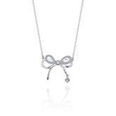 White Zircon Bowknot Pendants Collarbone Necklace for Women