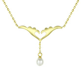 Love Wings Tassel Natural Pearl Silver Necklace for Women
