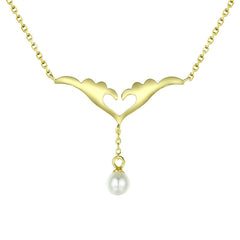 Love Wings Tassel Natural Pearl Silver Necklace for Women
