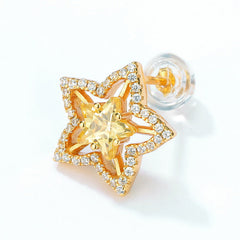 Yellow Zircon Starfruit Sterling Silver Stud Earrings