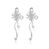 Zircon Fireworks Design Tassel Silver Drop Earrings for Women