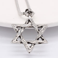 Hollow Hexagonal Star Titanium Steel Necklace for Men