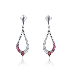 Hollow Tear Drop Natural Gemstones Silver Drop Earrings