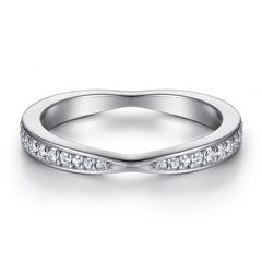 Round Zircon Cross Design Eternity Silver Ring