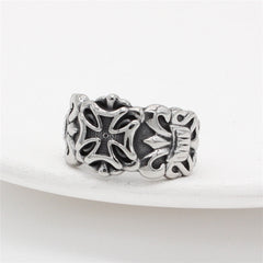 Crusader Cross and Spear Titanium Steel Ring for Men