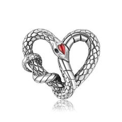 Heart Shape Snake Pendant Silver Necklace