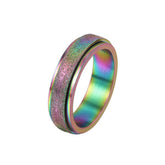 Fashionable and Simple Double Layer Rotating Pearl Yarn Titanium Steel Ring Non Mainstream Ring