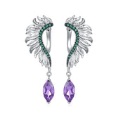 Italian 925 Silver Inlaid Natural Color Treasure Amethyst Drop Earrings for Women