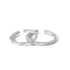 Irregular Concave-convex Rock Texture Silver Couple Ring for Women
