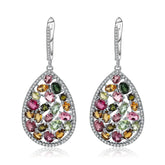 European Vintage Pear Drop Silver Drop Earrings for Women