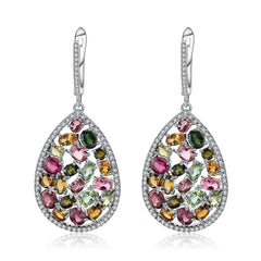 European Vintage Pear Drop Silver Drop Earrings for Women