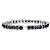 Round Cut Black Moissanite Silver Tennis Bracelet