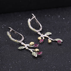 Retro 925 Silver Natural Color Drop Earrings for Women