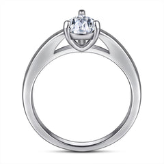 Pear Drop Zircon Solitaire Silver Ring