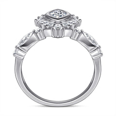 Marquise Zircon Exaggerated Modern Split Shank Silver Ring for Women