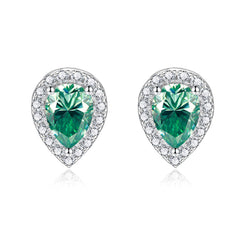 Soleste Halo 1.0 Carat Pear Shape Moissanite Silver Stud Earrings
