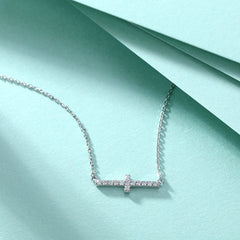 Zircon Cross Pendant Silver Necklace for Women