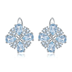Topaz Four Leaf Clover Design Silver Studs Earrings for Women