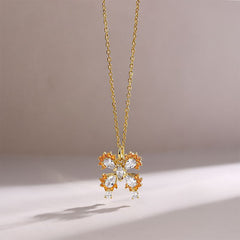 Unique Butterfly Zircon Silver Necklace