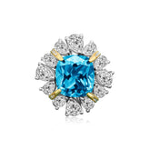 Petals Halo Square Blue Zircon Ring