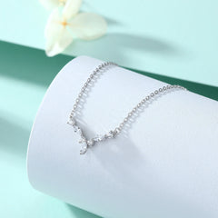 Marquise Zircon V-shape Pendant Silver Necklace for Women